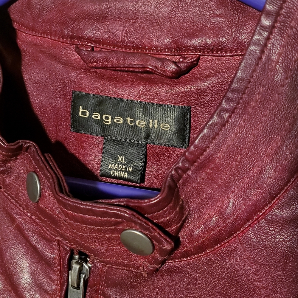 Bagatelle Burgundy Faux Leather Moto Jacket